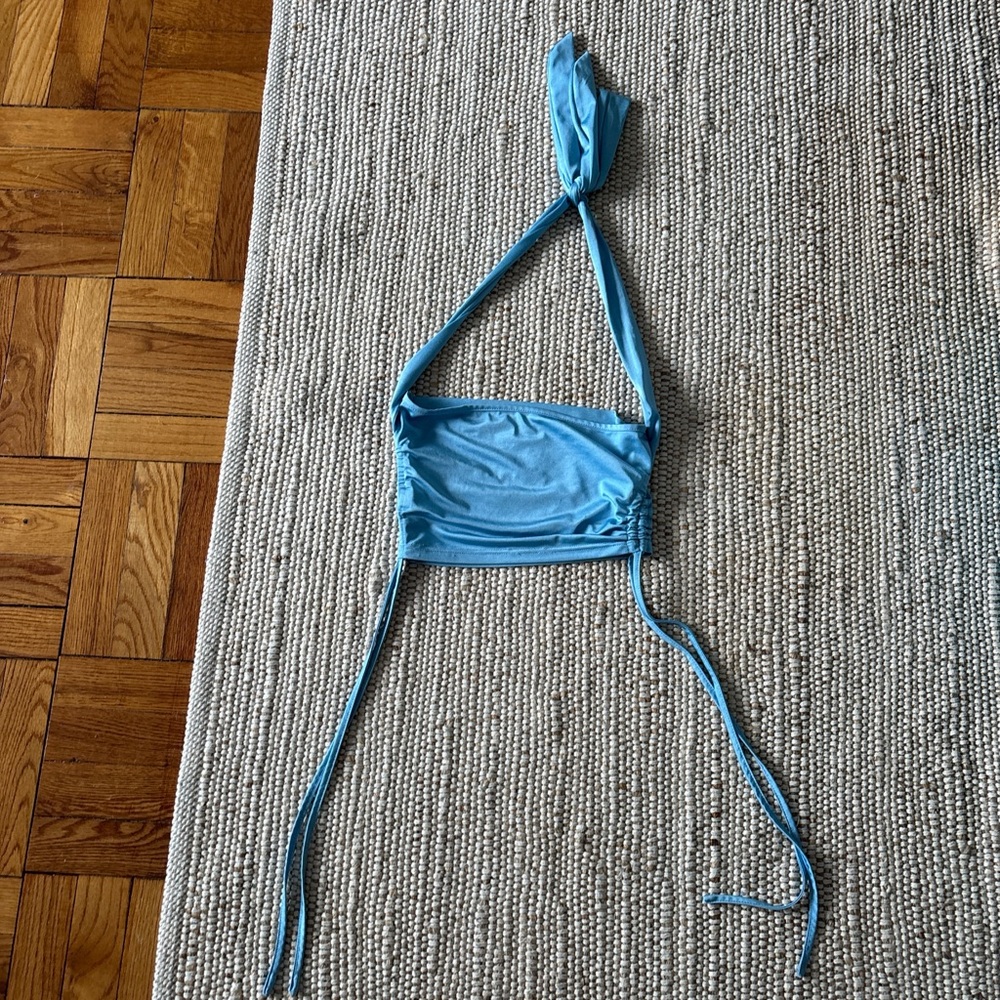 Blue Halter Crop Top